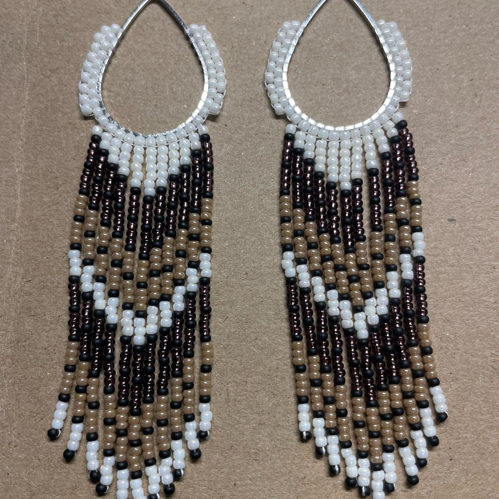 Elegant Handmade Beaded Fringe Earrings
